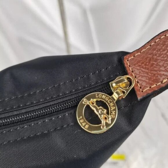 Black Longchamp Handle Bag Le Pliage Nylon Tote Shoulder Bag - Picture 7 of 7